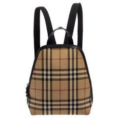 Burberry Beige Vintage Check Coated Canvas Backpack