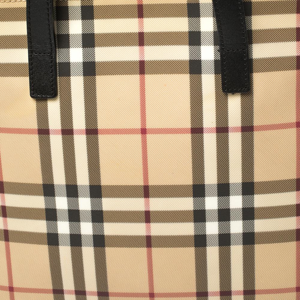 Burberry Beige Vintage Check PVC und Leder Tote 6