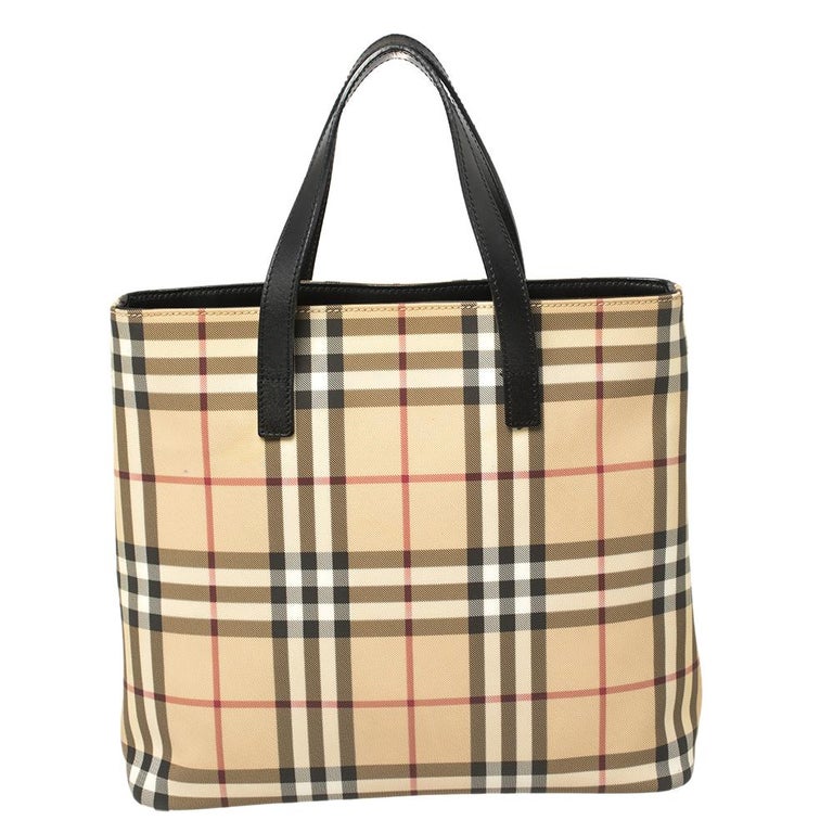 Burberry Beige Vintage Check PVC and Leather Tote at 1stDibs | burberry tote bag vintage, burberry tote burberry pvc tote