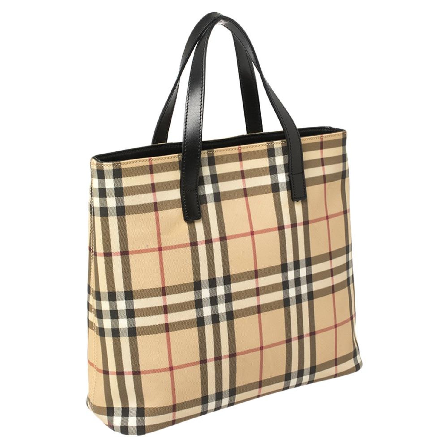 Burberry Beige Vintage Check PVC and Leather Tote at 1stDibs