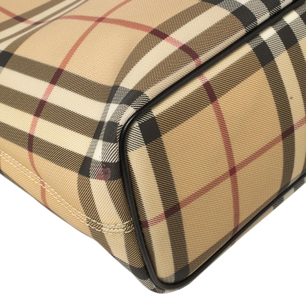 Burberry Beige Vintage Check PVC und Leder Tote 3