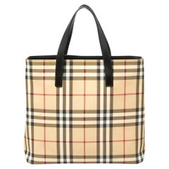 Burberry Beige Vintage Check PVC und Leder Tote