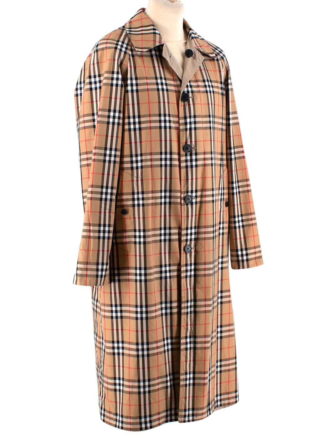 Brown Burberry Beige/Vintage Check Reversible Single Breasted Trench Coat  - EU46 For Sale