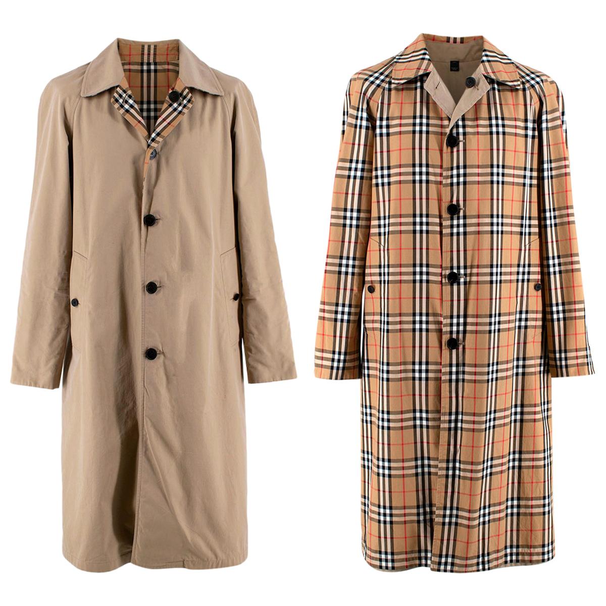 Burberry Beige/Vintage Check Reversible Single Breasted Trench Coat  - EU46 For Sale