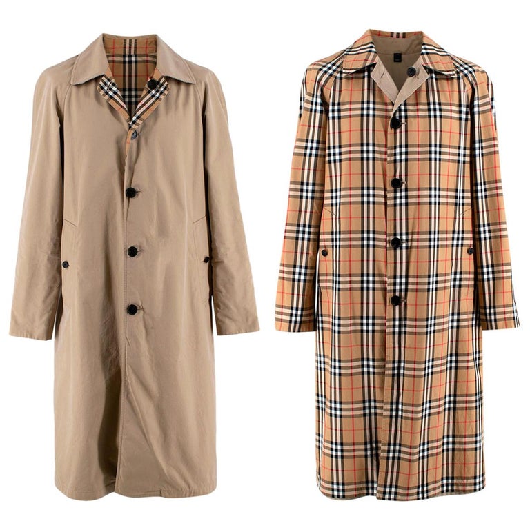 Burberry Beige/Vintage Check Reversible Breasted Trench Coat - EU46 For Sale at 1stDibs | breasted jacket beige, burberry reversible coat, burberry coat reversible