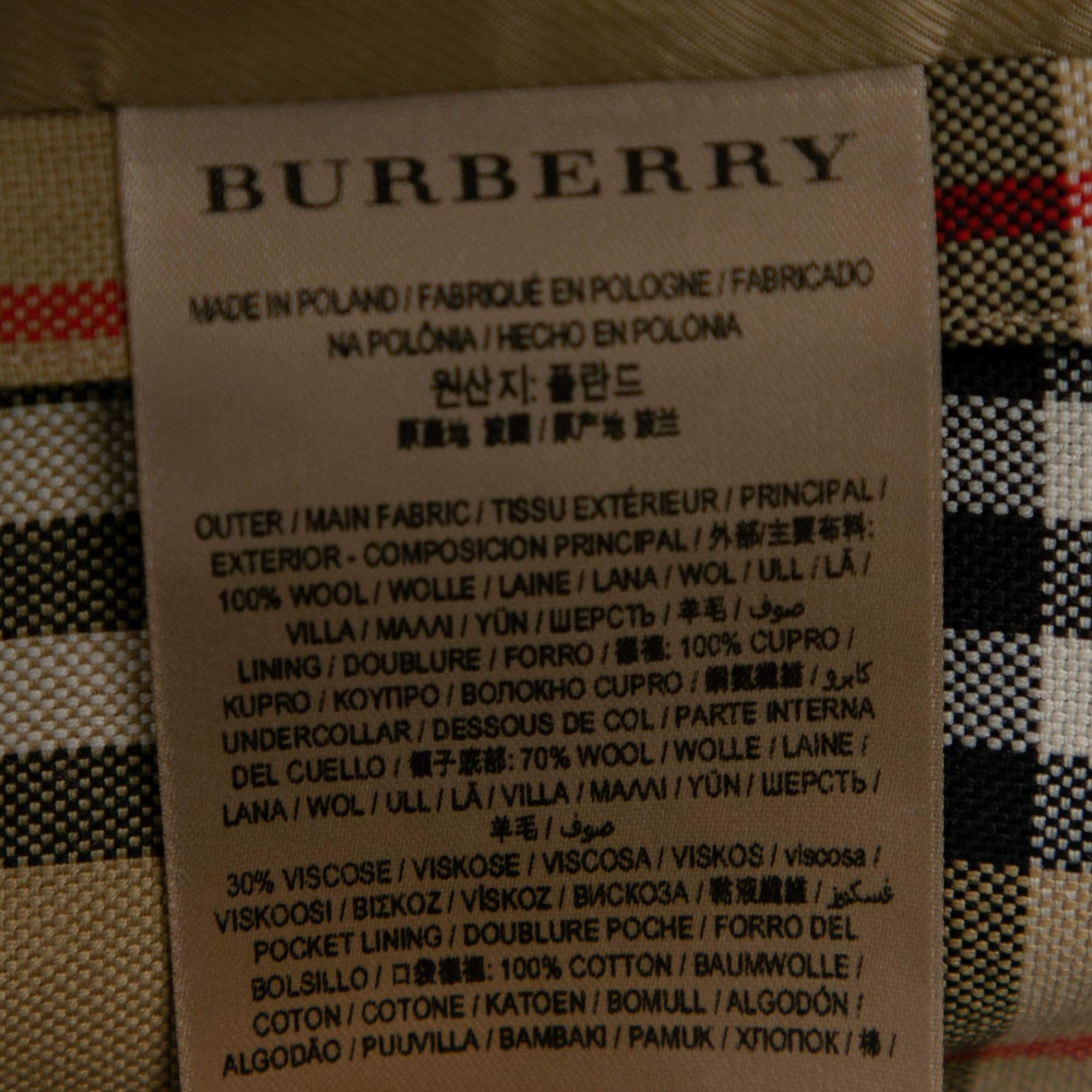 Women's Burberry Beige Vintage Check Wool Single Breasted Tailored Blazer M For Sale