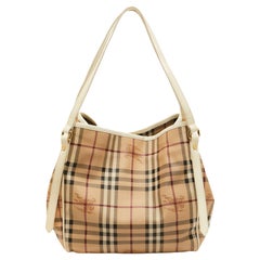 Burberry Beige/White Haymarket Check Coated Canvas Small Canterbury Tote