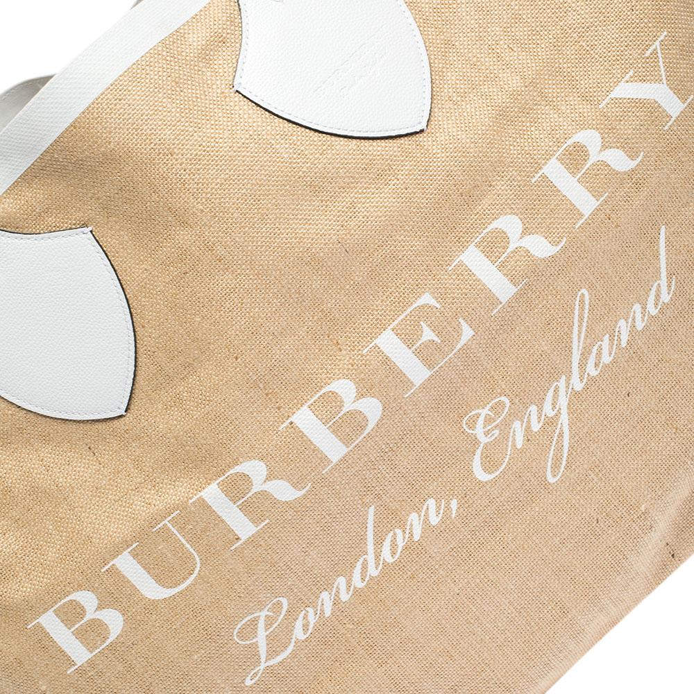 Burberry Beige/White Jute and Leather All Giant Tote 1