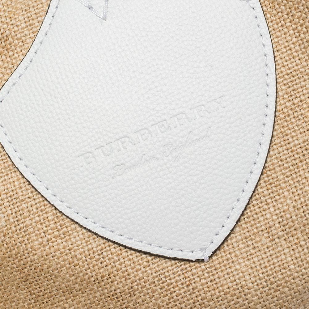 Burberry Tote beige/bianco in iuta e pelle per tutti i giganti 4