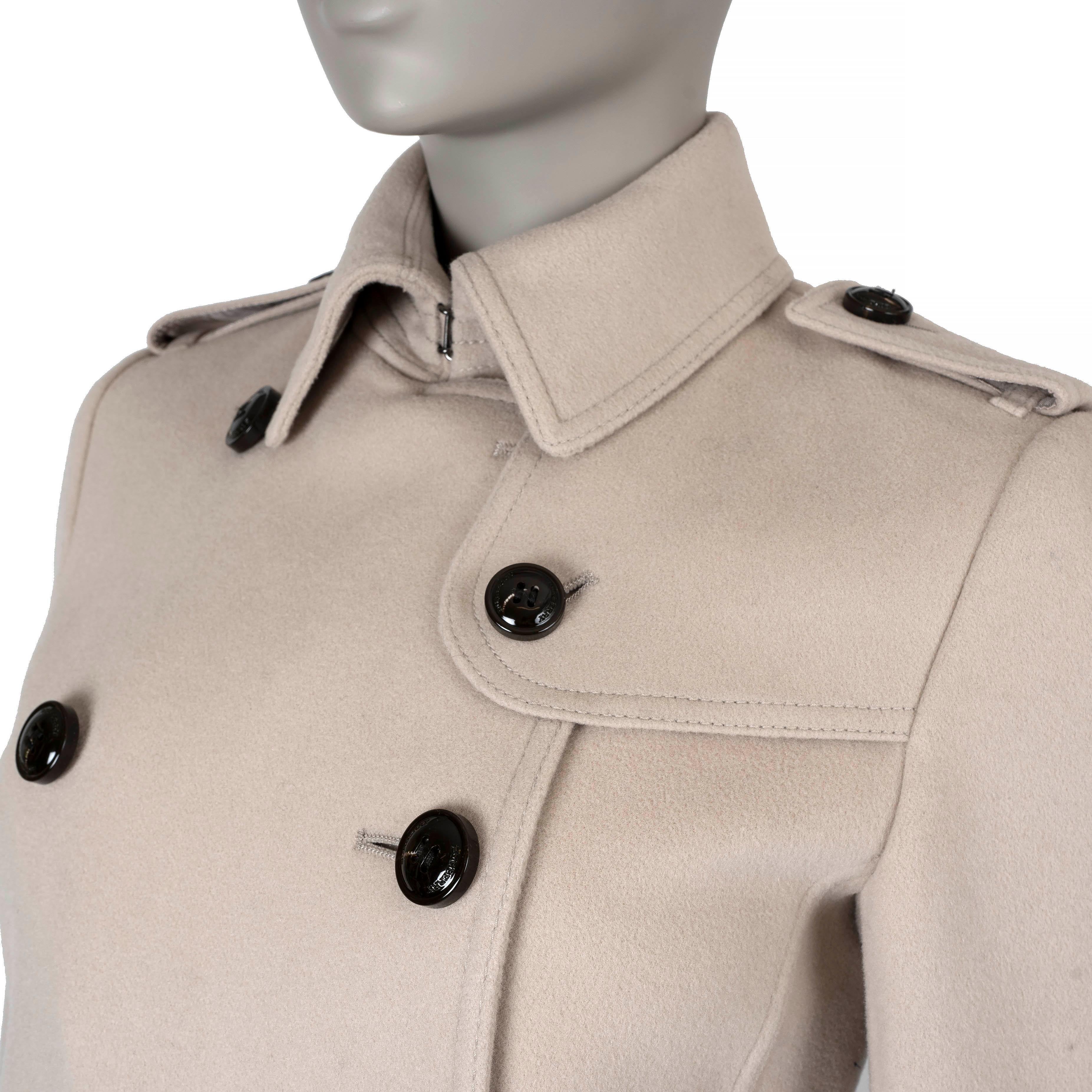BURBERRY beige Wolle Kaschmir KENSINGTON TRENCH Mantel Jacke 6 XS im Angebot 1
