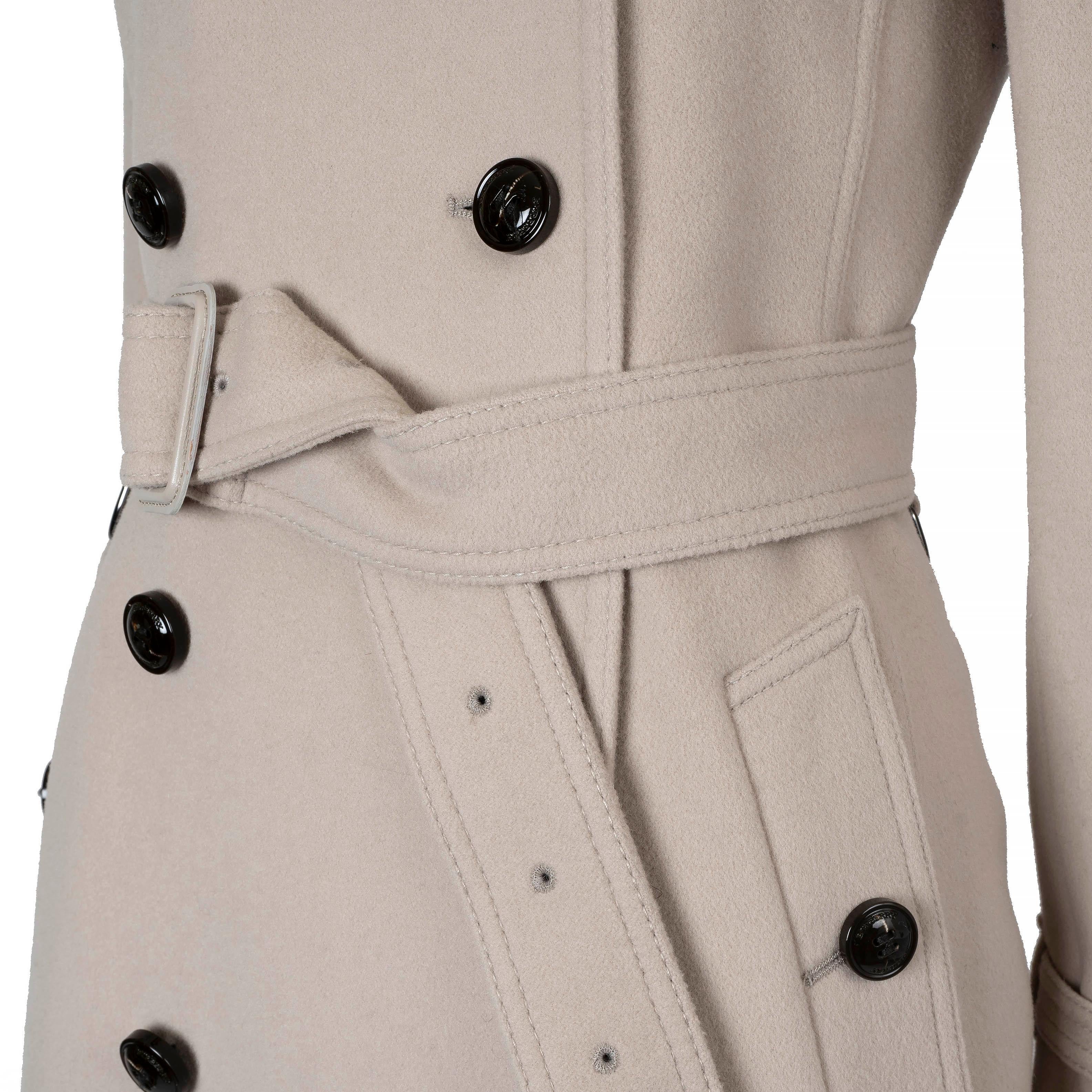 BURBERRY beige Wolle Kaschmir KENSINGTON TRENCH Mantel Jacke 6 XS im Angebot 2