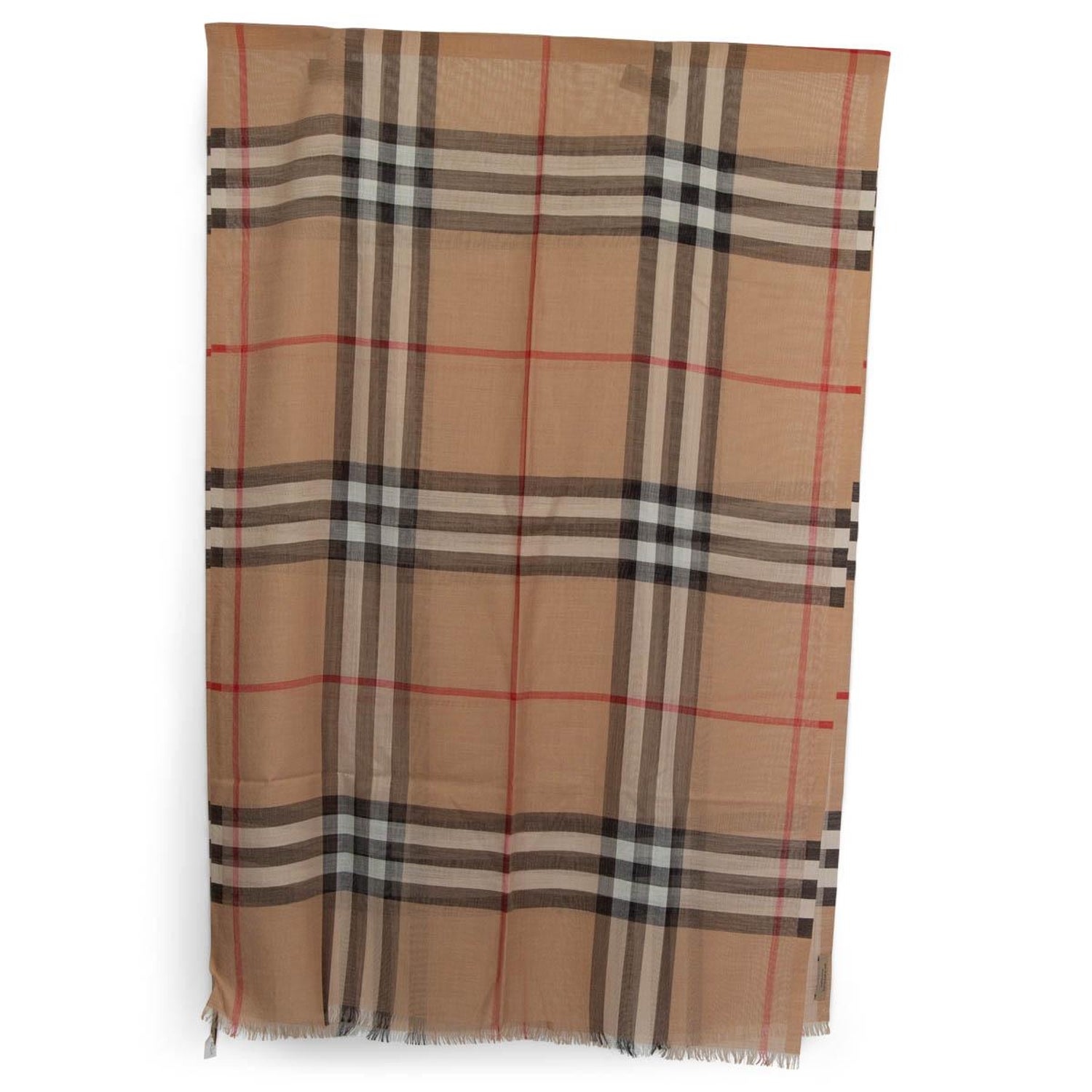 BURBERRY beige wool and silk CHECK LIGHTWEIGHT Shawl Scarf For Sale at  1stDibs
