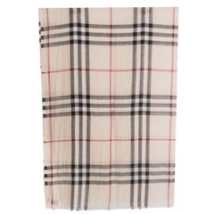 BURBERRY beige wool & silk CHECK Scarf Shawl