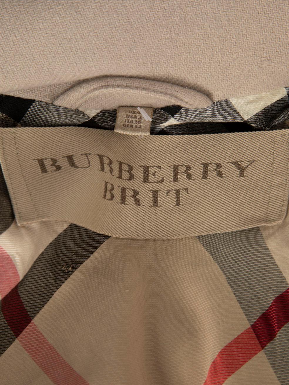 Burberry Beige Wool Single Breasted Belted Coat Size XXS For Sale 4