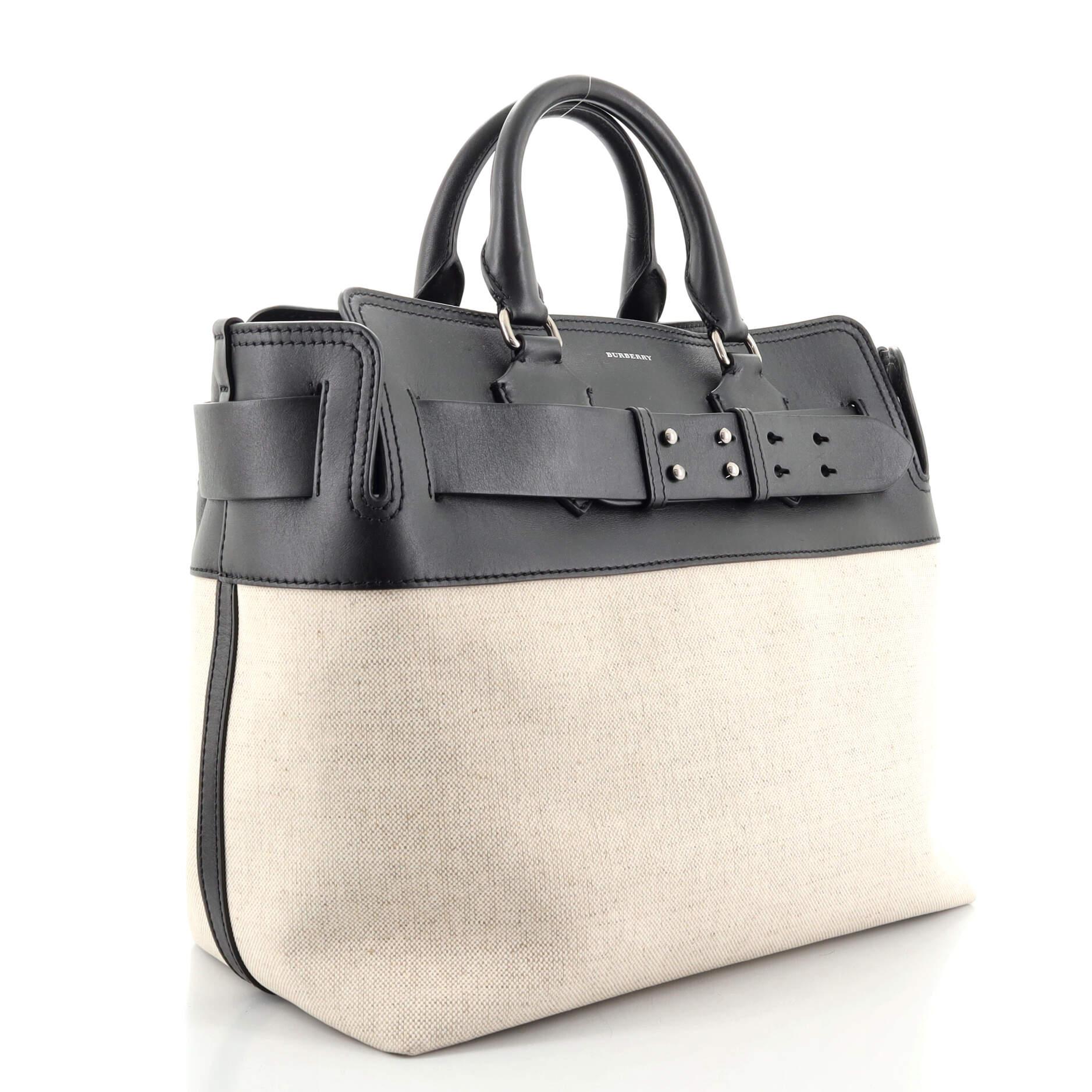 Burberry Tote aus Segeltuch und Leder Medium mit Gürtel (Beige)