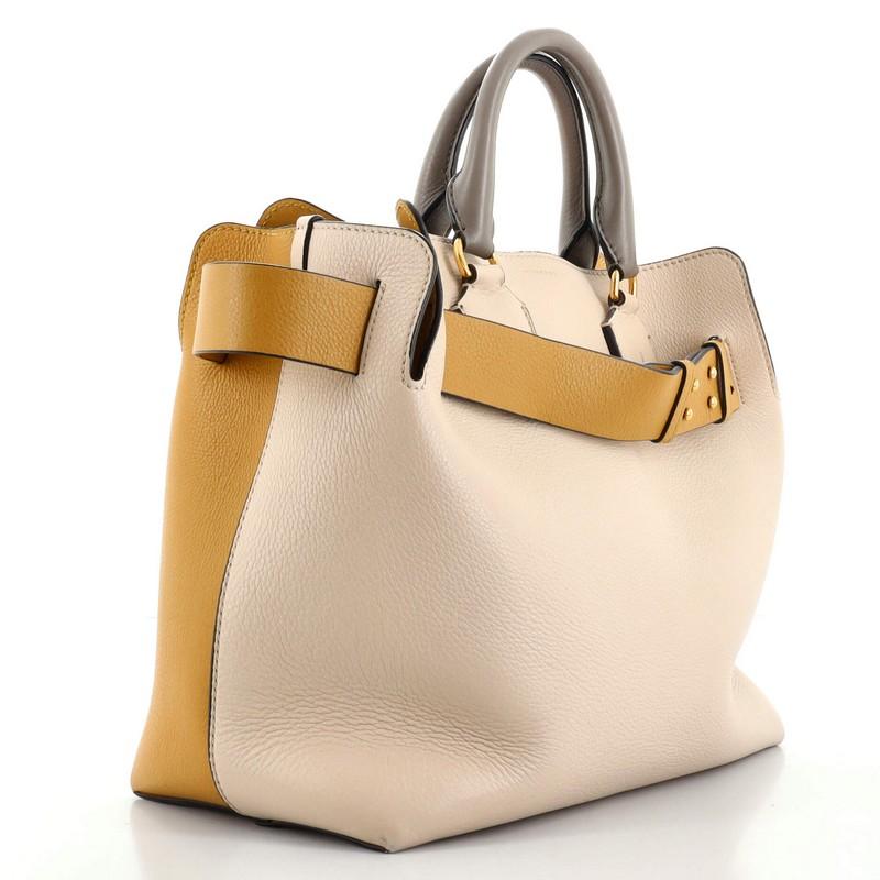 Beige Burberry Belt Tote Leather Medium