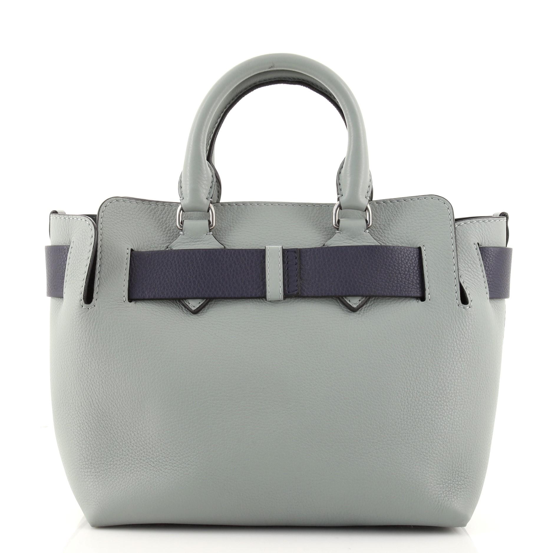 Gray  Burberry Belt Tote Leather Small
