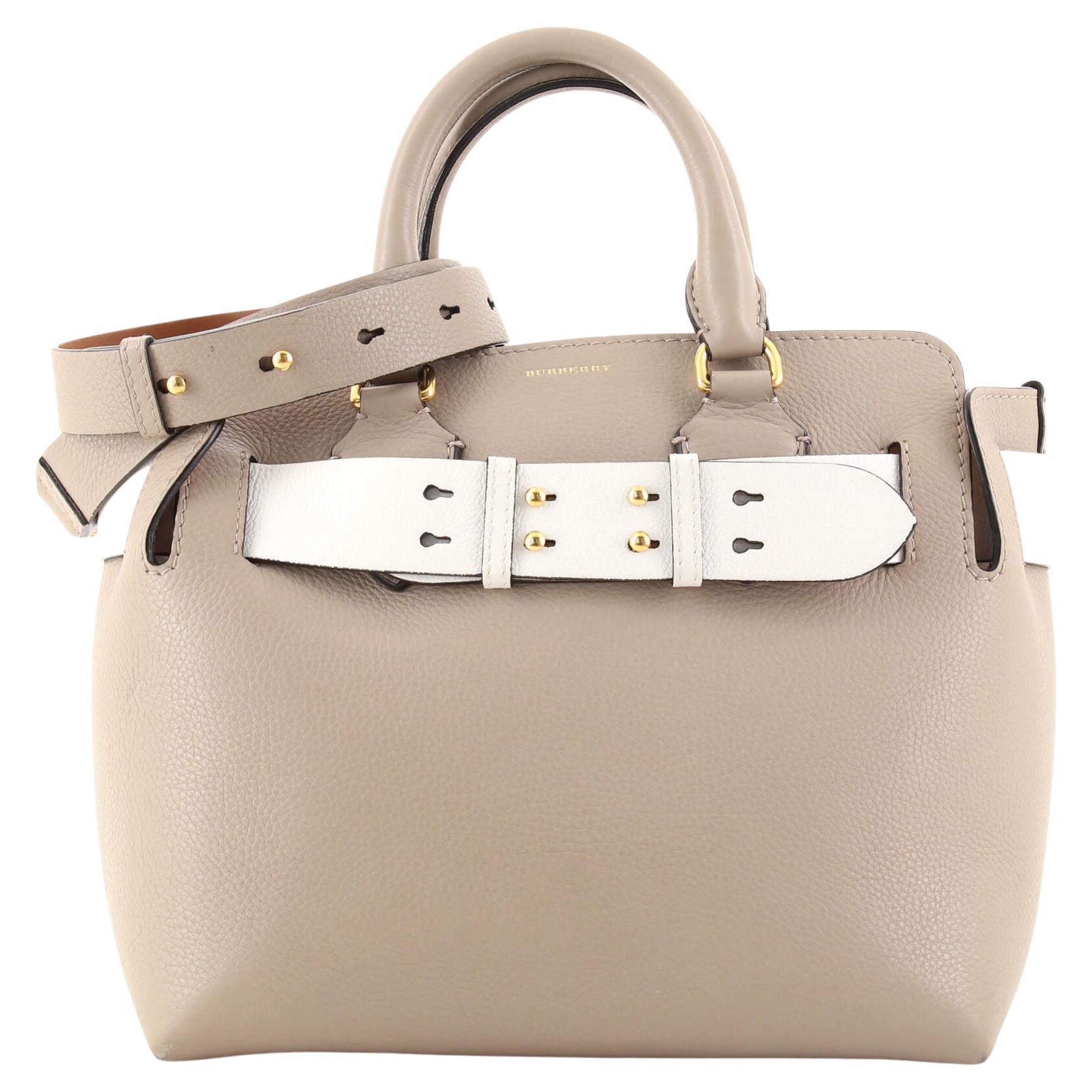 Vintage Authentic Burberry Brown Leather Studded Pilgrim Handbag ITALY