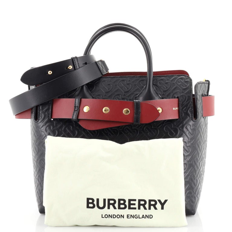 Burberry Small Belt Triple Stud Satchel Black Leather Shoulder Bag