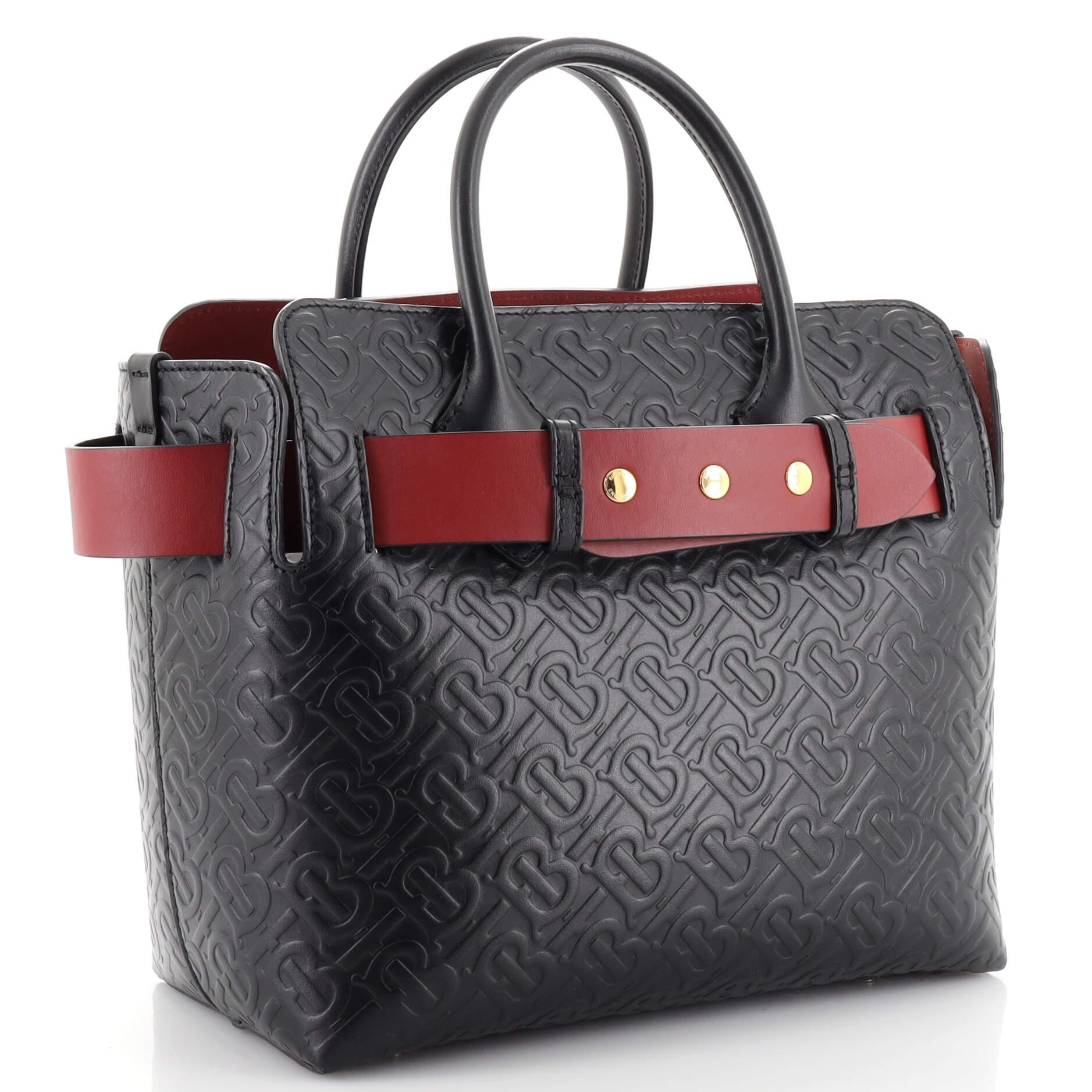 Burberry Belt Tote Monogram Embossed Leather Small at 1stDibs