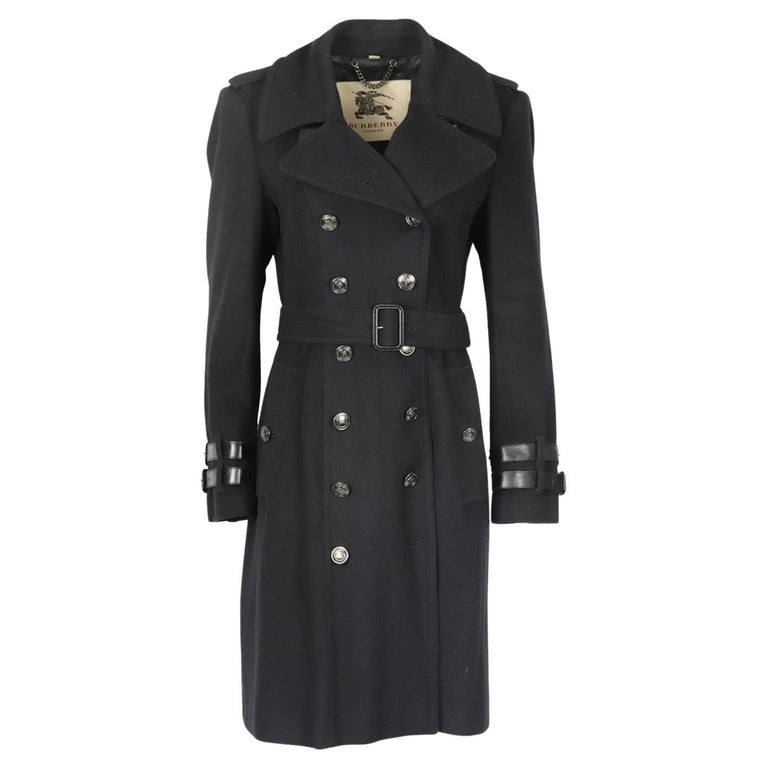Burberry Belted Double Breasted Wool Coat Uk 16 For Sale at 1stDibs