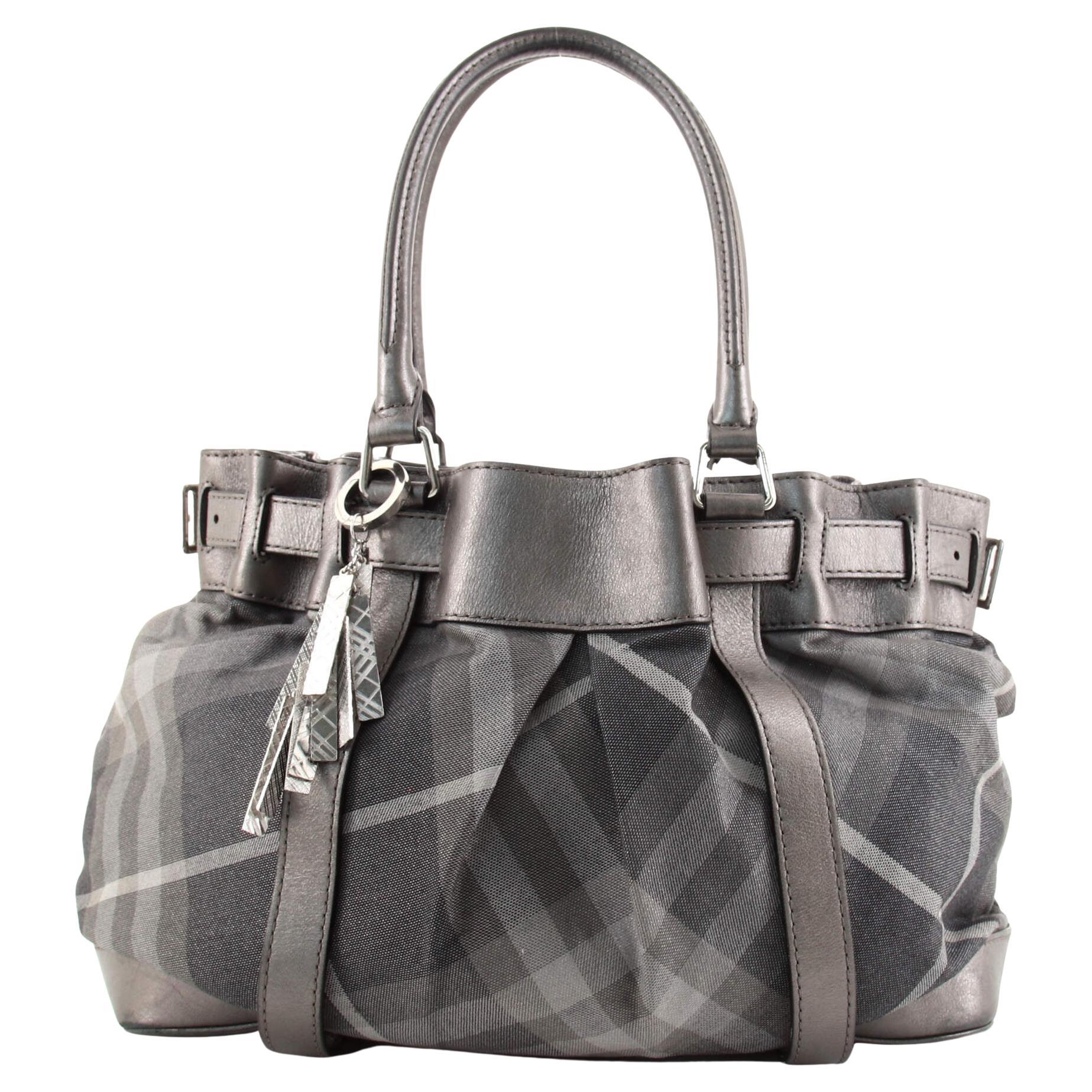 Burberry Belted Tote Shimmer Nova Check Canvas Large For Sale