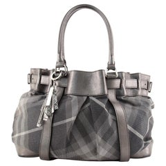 Burberry Belted Tote Shimmer Nova Check Canvas Large