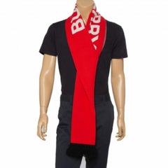 Burberry Bicolor Logo Intarsia Knit Cashmere Football Scarf