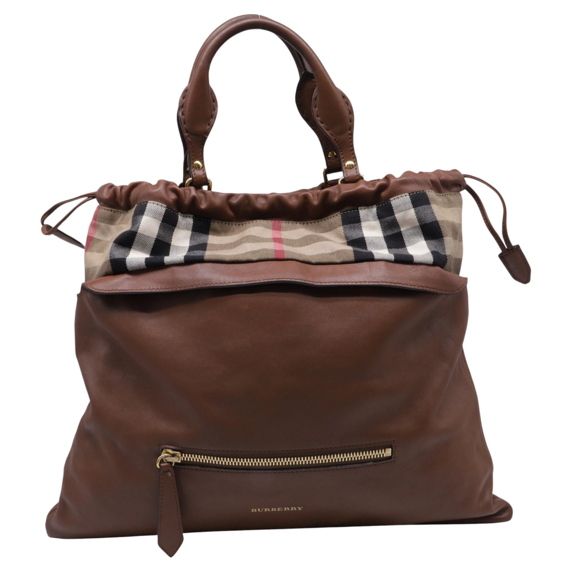 Burberry Big Crush Tote Bag in Brown Leather