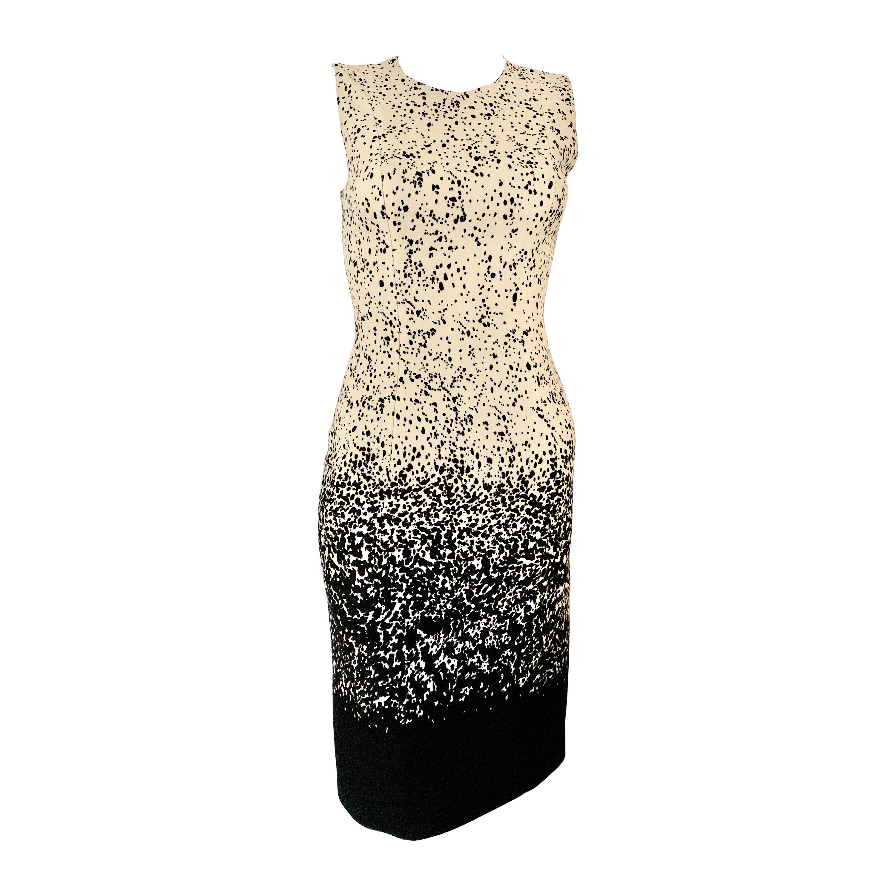 Burberry Black and Ivory Dalmatian Print Day Dress   For Sale