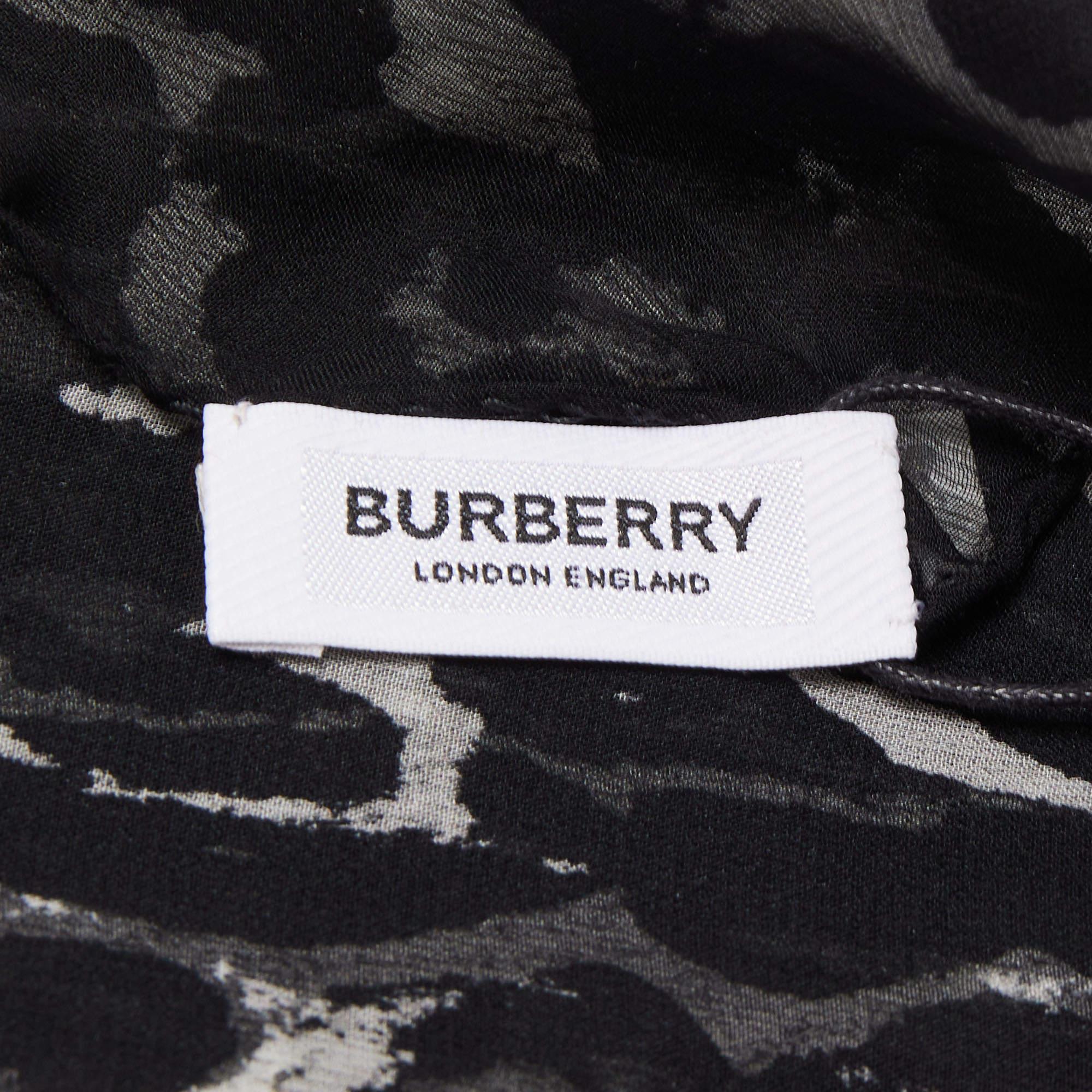 Women's Burberry Black Animal Printed Silk Scarf