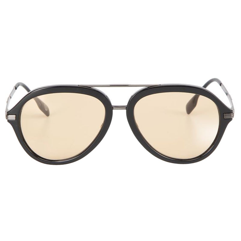 Burberry Black Aviator Yellow Tinted Sunglasses