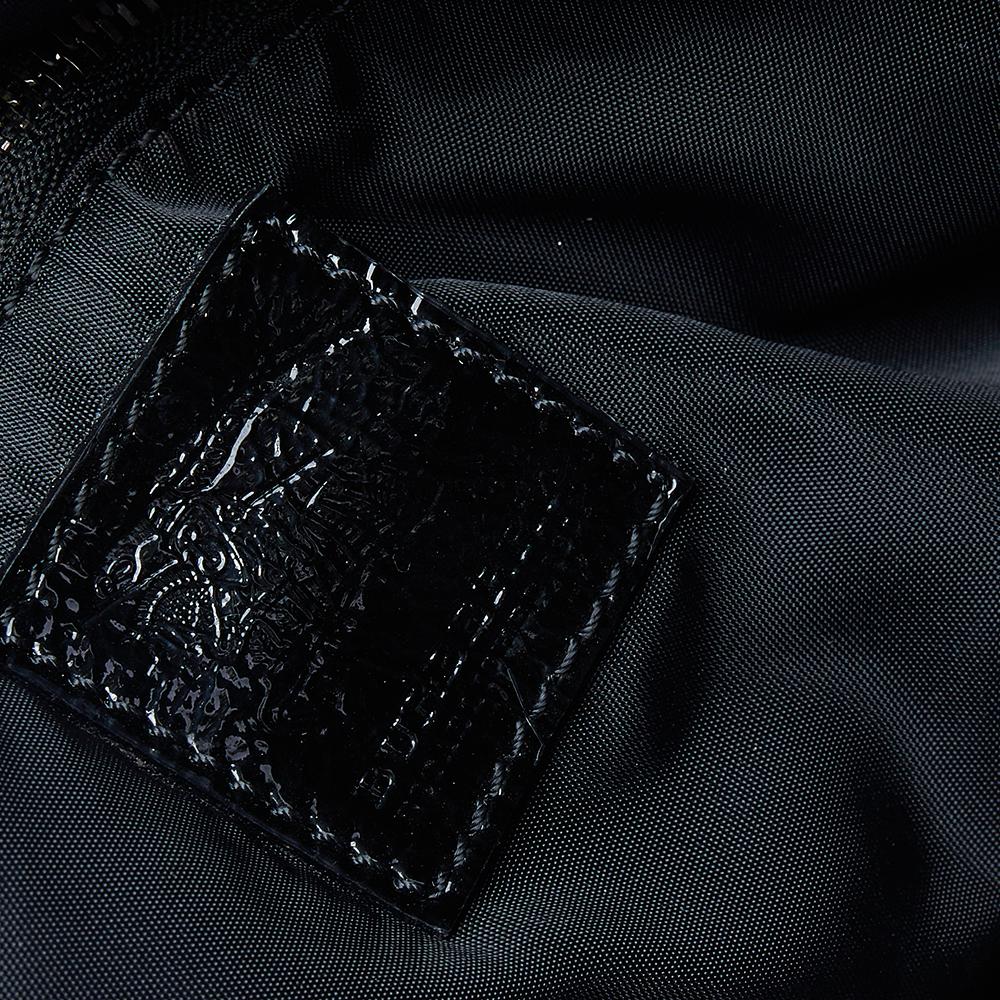 Burberry Black Beat Check Nylon And Patent Leather Victoria Tote 6