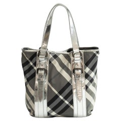 Burberry Black Beat Check Nylon Victoria Tote