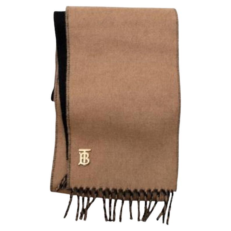 Burberry Black & Beige Cashmere Scarf For Sale