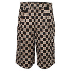 Burberry Black & Beige Chequer Jacquard Tailored Shorts L