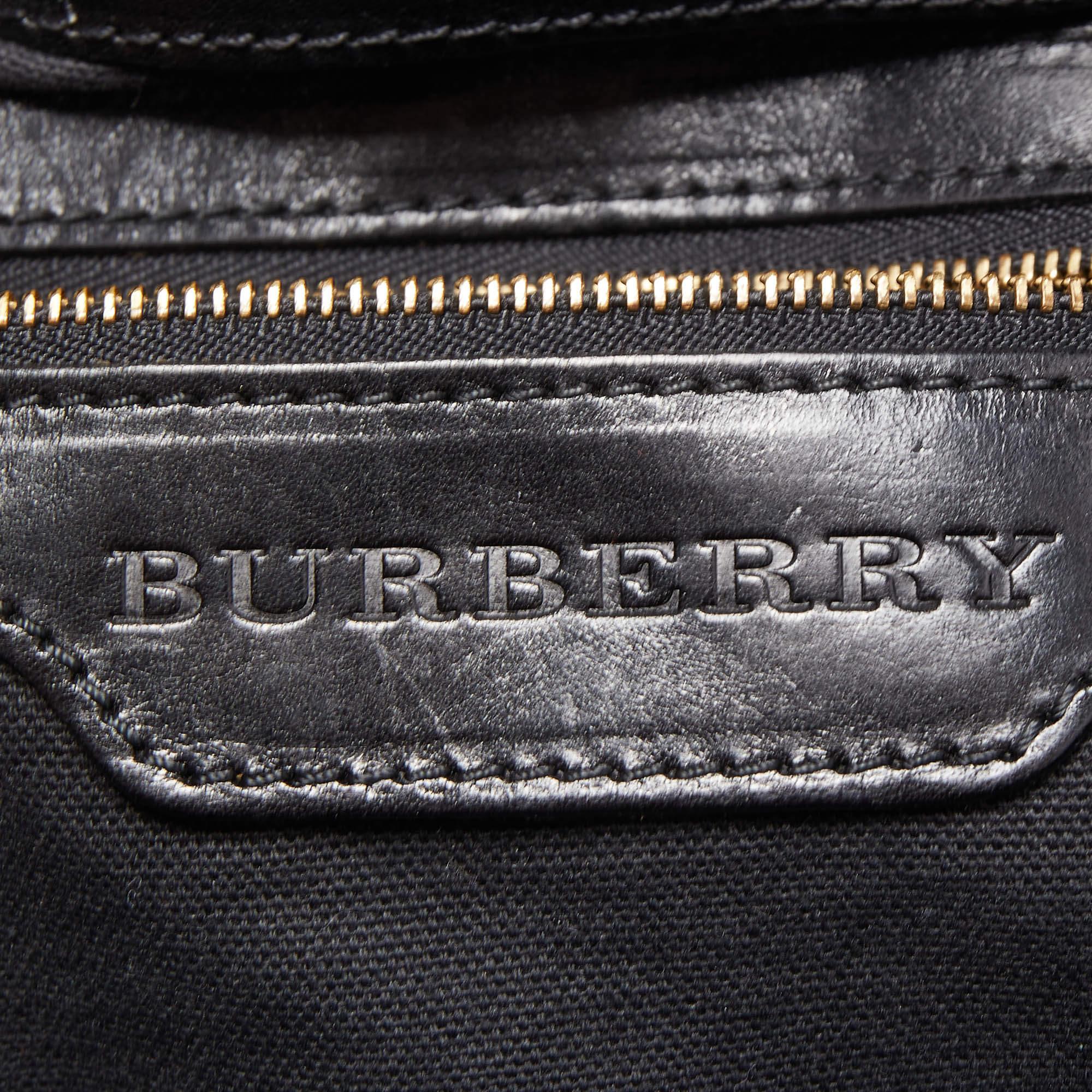 Burberry Black/Beige Haymarket Check Canvas and Leather Small Canterbury Tote 4