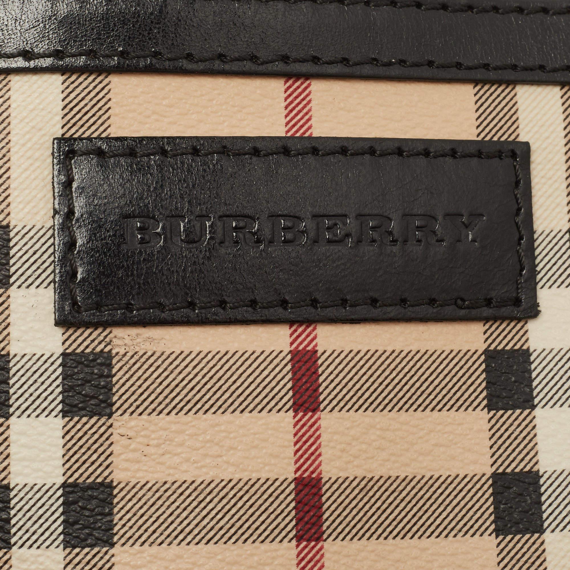 Burberry Black/Beige Haymarket Check PVC and Leather Canterbury Tote 12