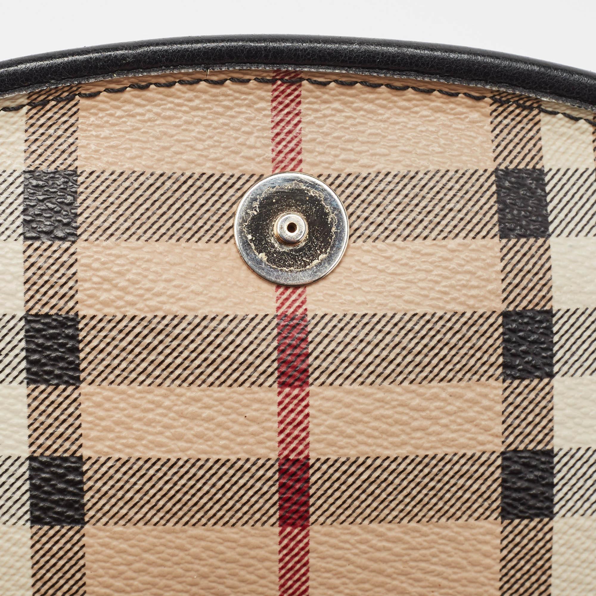 Burberry Black/Beige Haymarket Coated Canvas and Leather Maydown Crossbody Bag 6