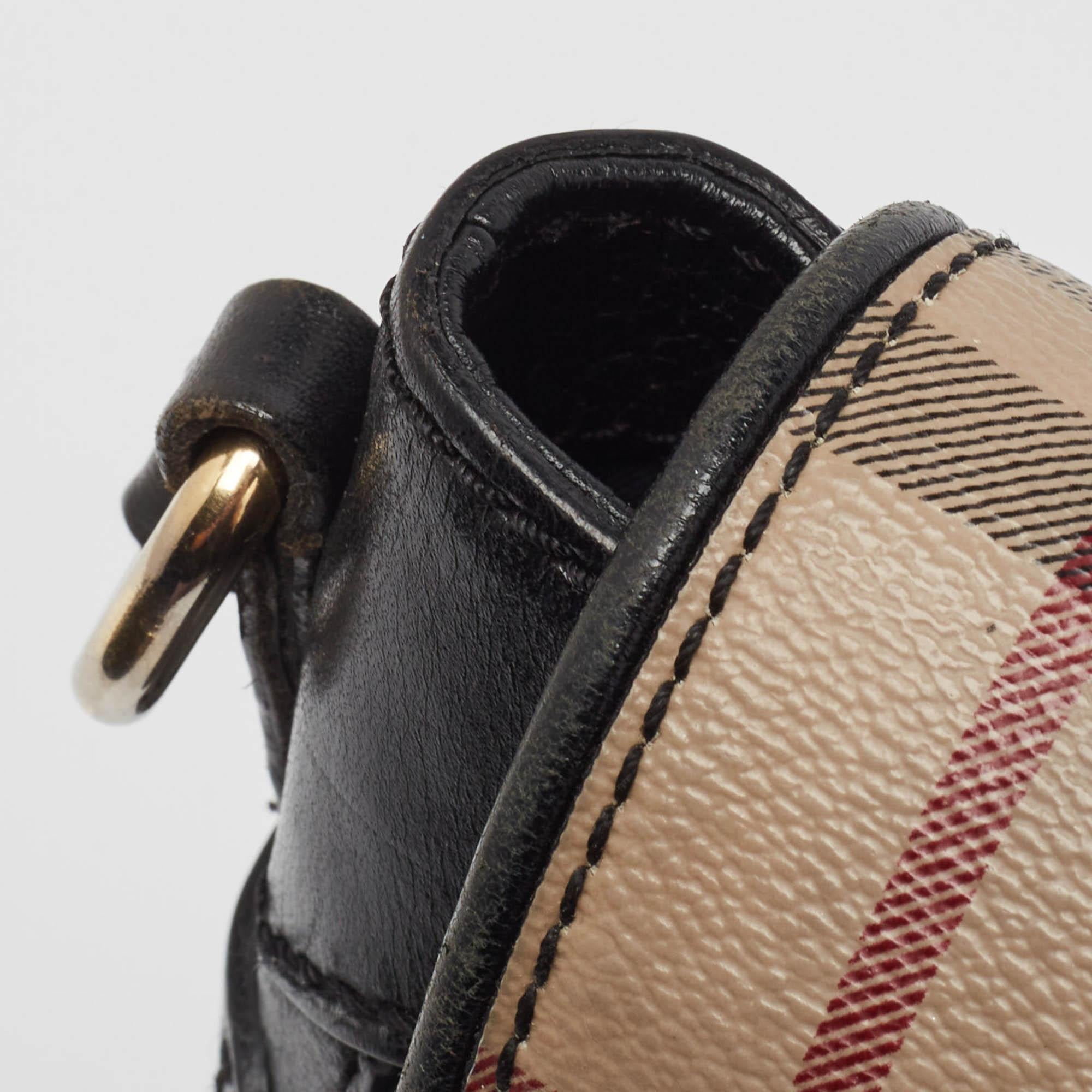 Burberry Black/Beige Haymarket Coated Canvas and Leather Maydown Crossbody Bag 2