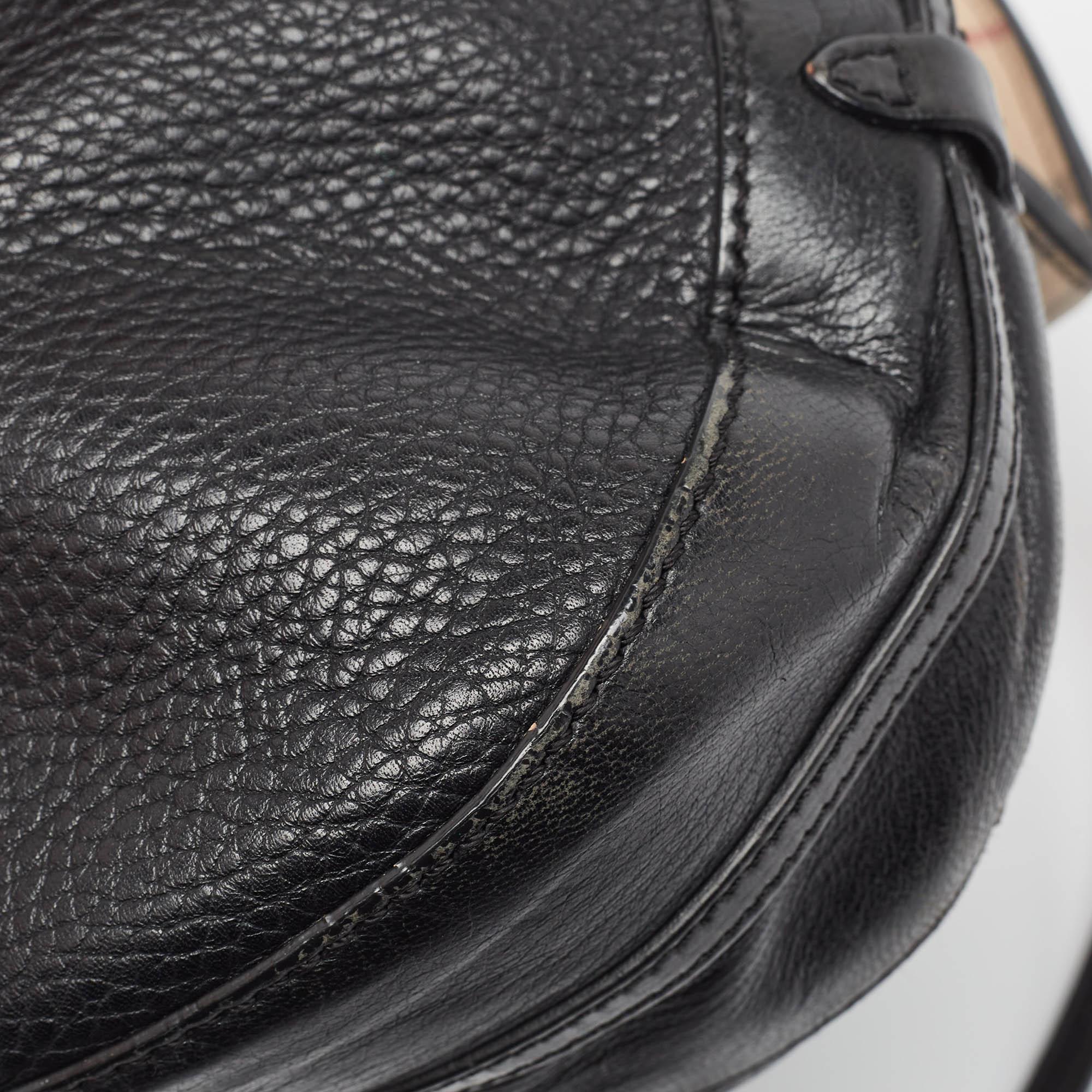 Burberry Black/Beige Haymarket Coated Canvas and Leather Maydown Crossbody Bag 5
