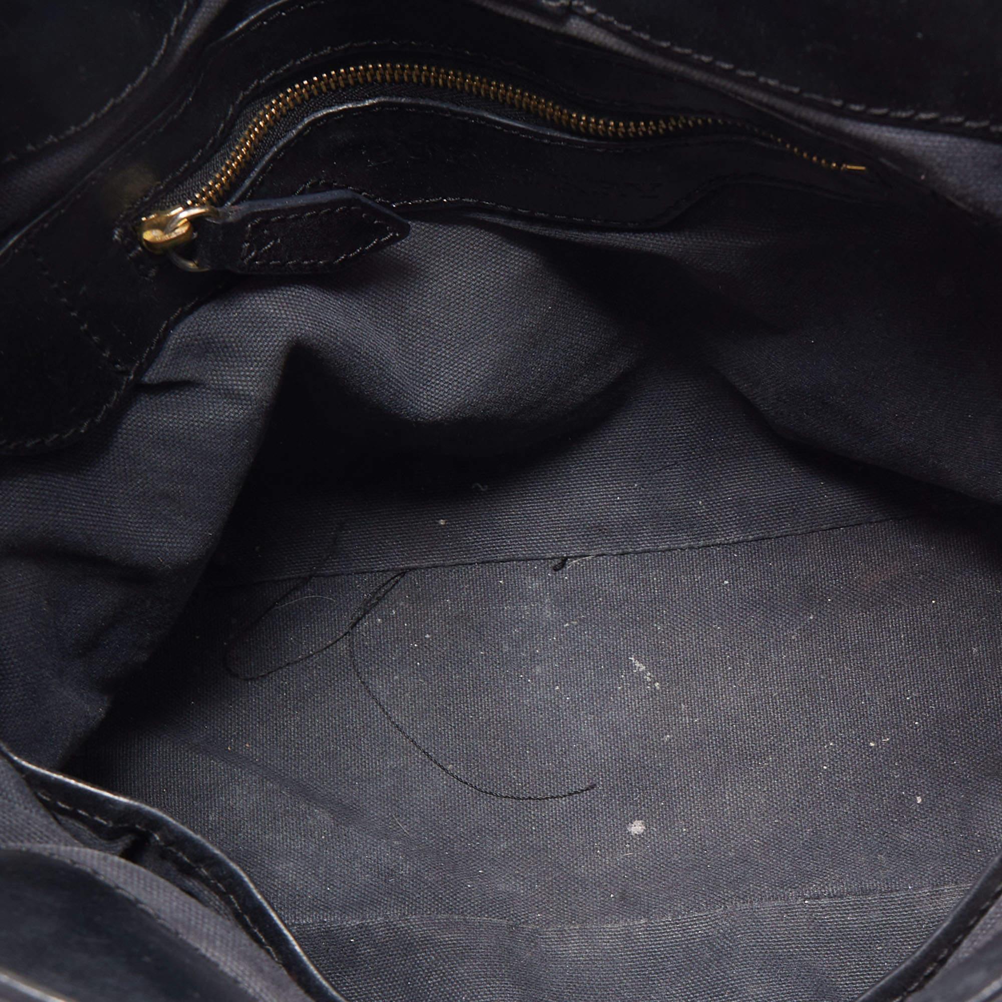 Burberry Black/Beige House Check Canvas and Leather Bridle Tote 6