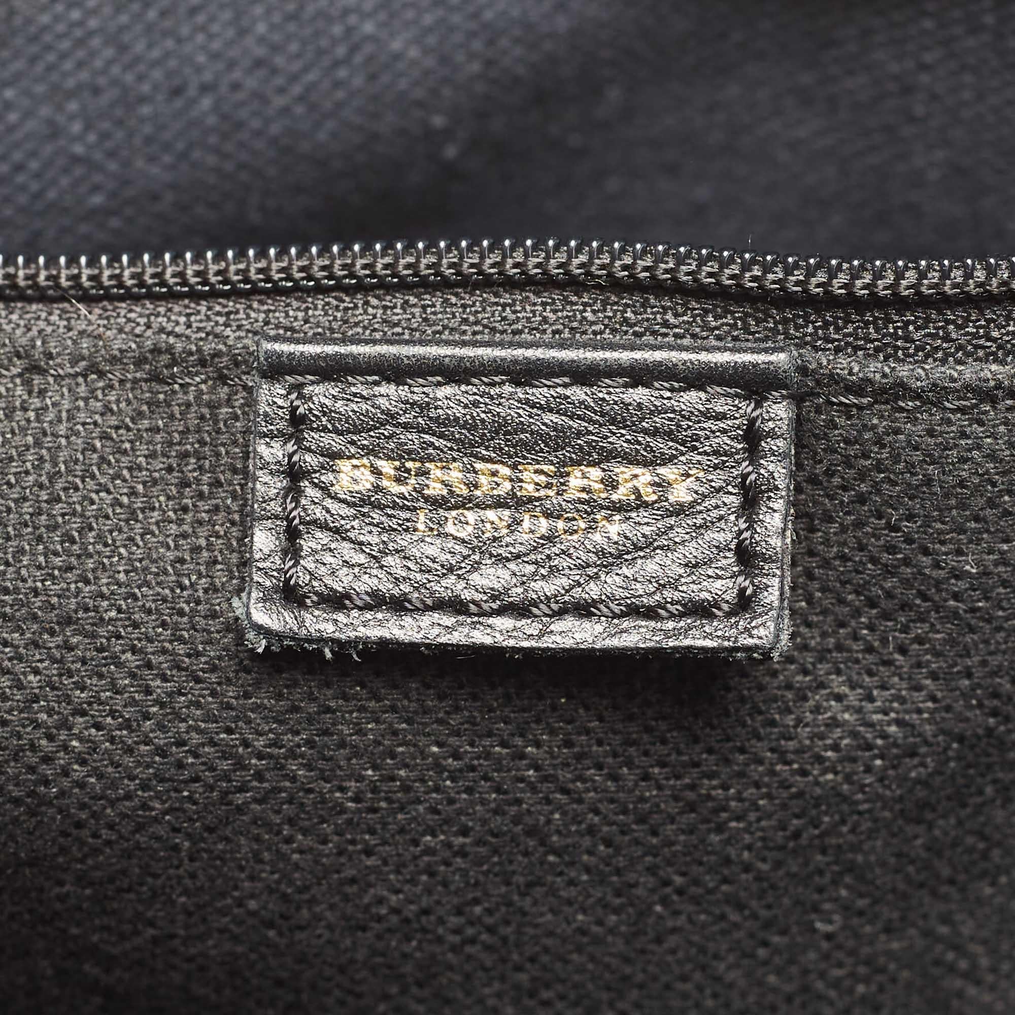Burberry Black/Beige House Check Canvas and Leather Front Pocket Tote 4
