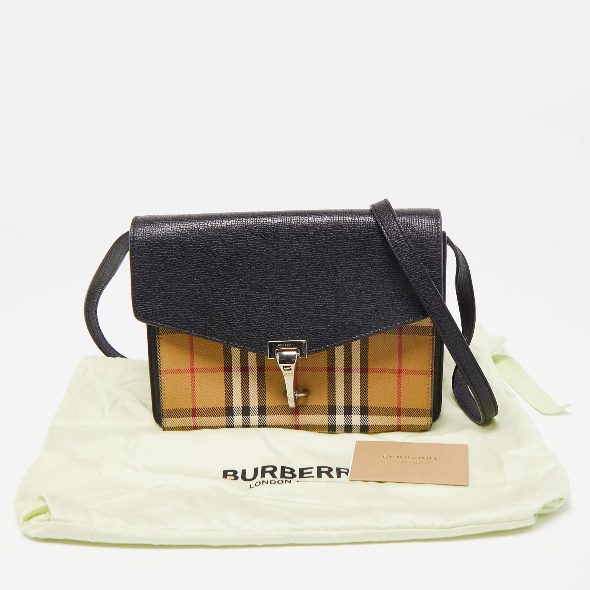 Burberry Black/Beige House Check Canvas and Leather Macken Crossbody Bag 7