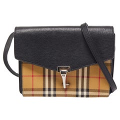Burberry Black/Beige House Check Canvas and Leather Macken Crossbody Bag