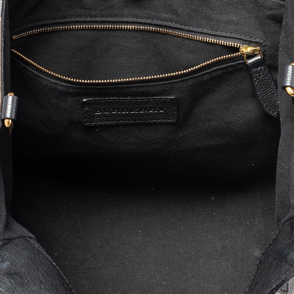 Burberry Black/Beige House Check Canvas and Leather Small Canterbury Tote 3