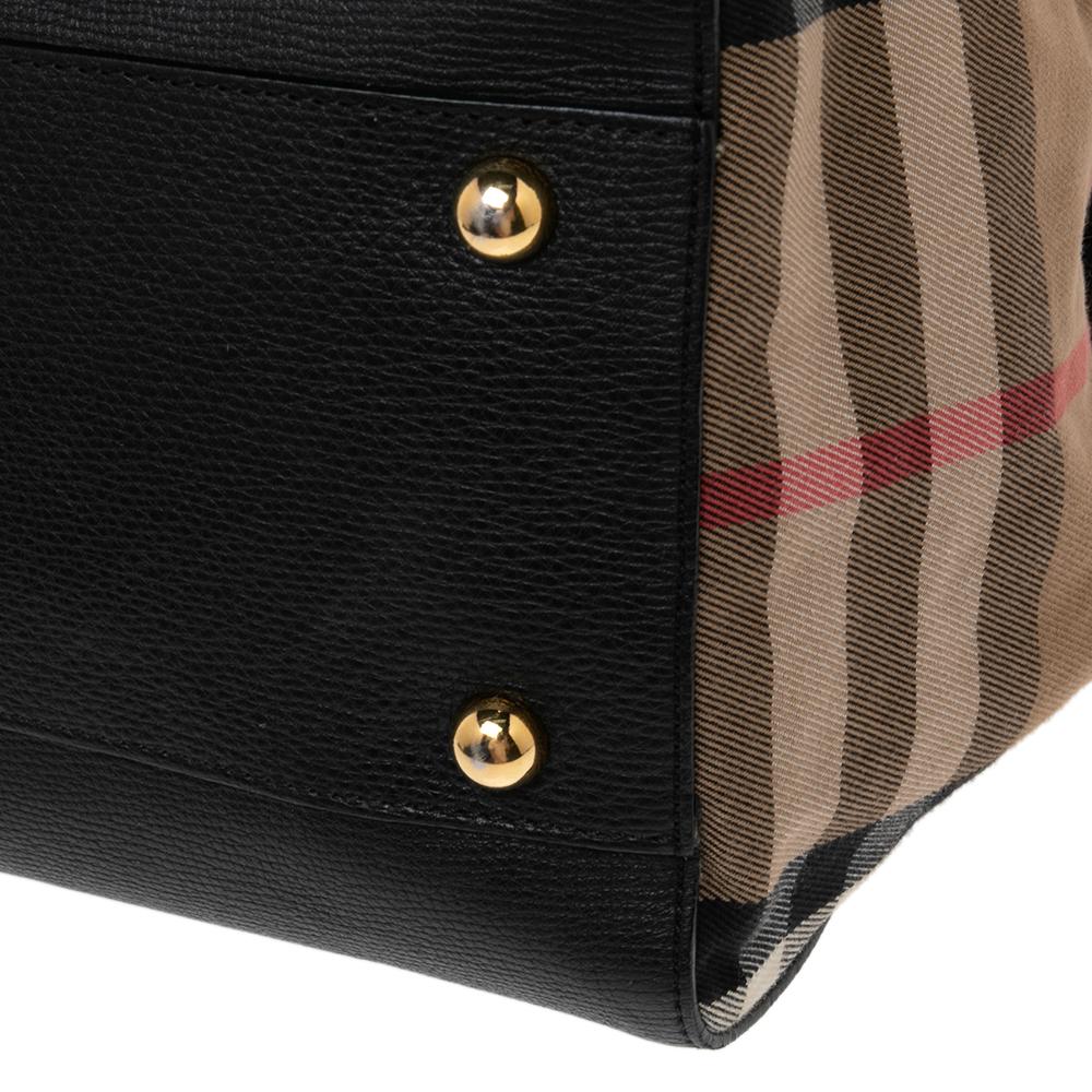 Burberry Black/Beige House Check Canvas and Leather Small Canterbury Tote 5