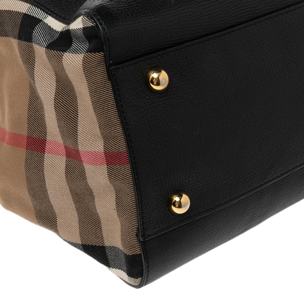 Burberry Black/Beige House Check Canvas and Leather Small Canterbury Tote 6