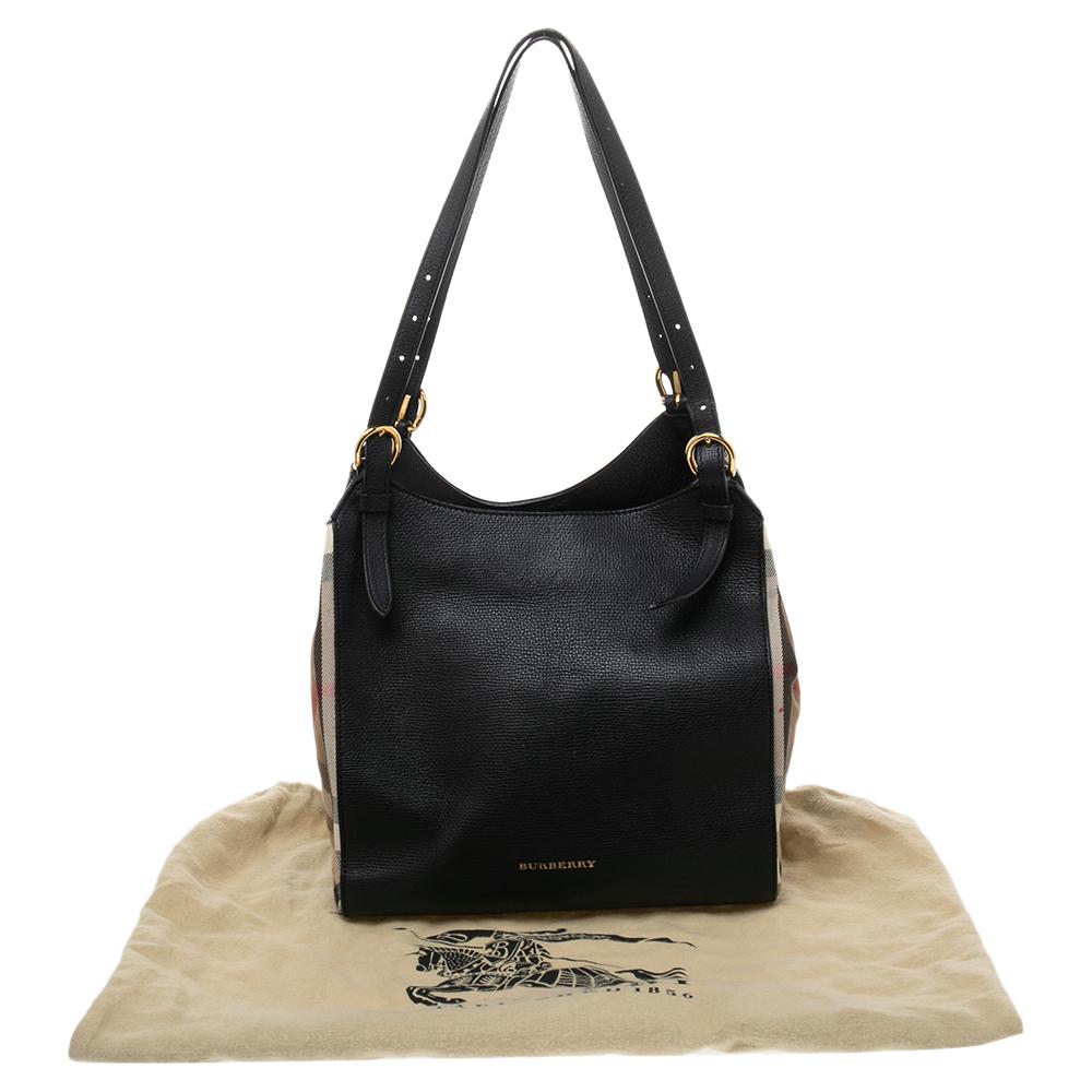 Burberry Black/Beige House Check Canvas and Leather Small Canterbury Tote 7