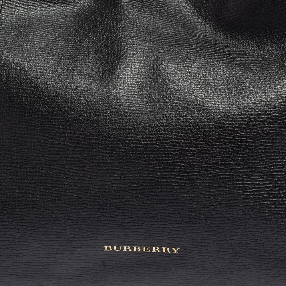 Burberry Black/Beige House Check Canvas and Leather Small Canterbury Tote For Sale 1